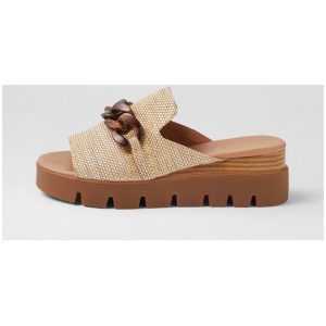 Rhea Coffee Synthetic Raffia Sandals