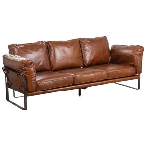 Ricardo 3 seater Leather Sofa, Havana Brown