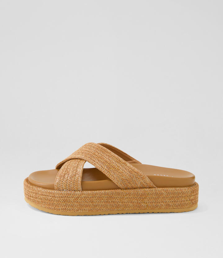 Roman Tan Raffia Sandals