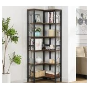Rosemont 6 Shelf Corner Bookshelf Brown