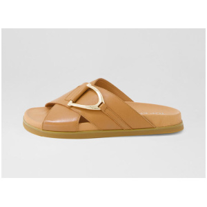 Roule Dark Tan Leather Slides