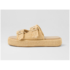 Rustic Natural Synthetic Raffia Slides