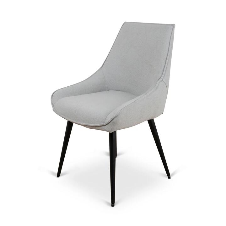 Ruwan Fabric Dining Chair - Pale Grey by Interior Secrets - AfterPay Available