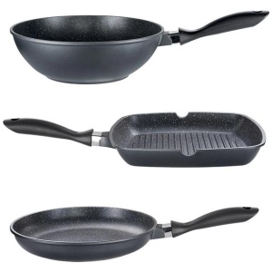 STONE Non Stick Grill, Wok & Frypan Tri Pack Size 28cm by Baccarat