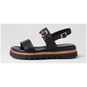 Sabri Black Leather Sandals