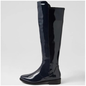 Sallies Xf Navy Patent Pu Knee High Boots