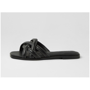 Santia Black Leather Sandals