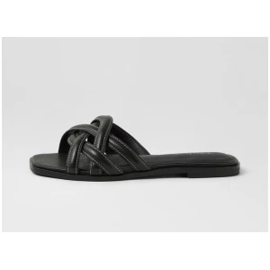 Santia Black Leather Sandals