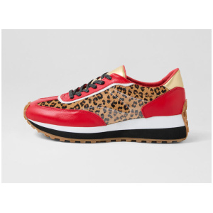 Santiago New Red Leopard Leather Sneakers