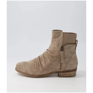 Sawyery Taupe Suede Elastic Ankle Boots