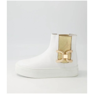 Scotial White Gold Leather Chelsea Boots