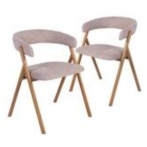 Set Of 2 Destinee Beige Dining Chairs Neutral 1 Seater