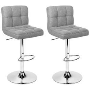Set Of 2 Fabric Swivel Bar Stools