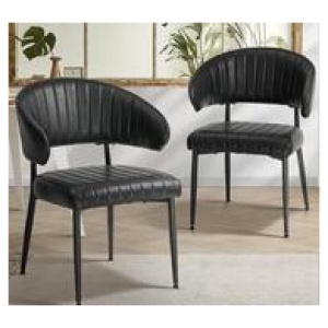 Set Of 2 Hibby Faux Leather Dining Chair Black