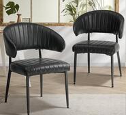 Set Of 2 Hibby Faux Leather Dining Chair Black