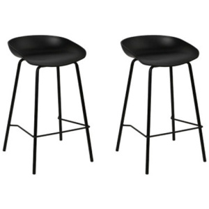 Set Of 2 Metal Bar Stools Black