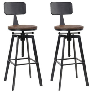 Set Of 2 Rustic Industrial Style Metal Bar Stool