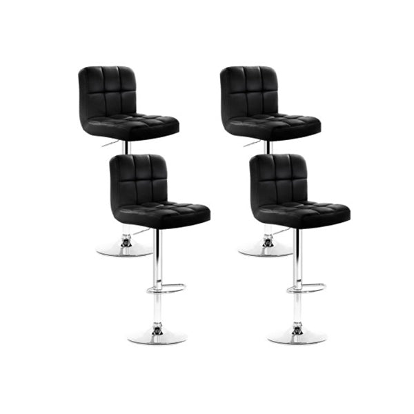 Set Of 4 Bar Stools Gas Lift Swivel Steel And Black