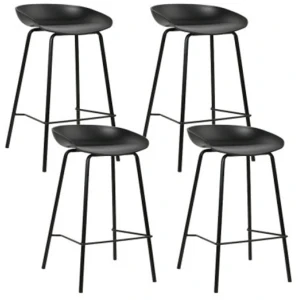 Set Of 4 Black Metal Bar Stools