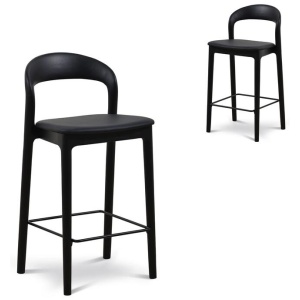 Set of 2 - Caspar 65cm Bar Stool - Full Black by Interior Secrets - AfterPay Available