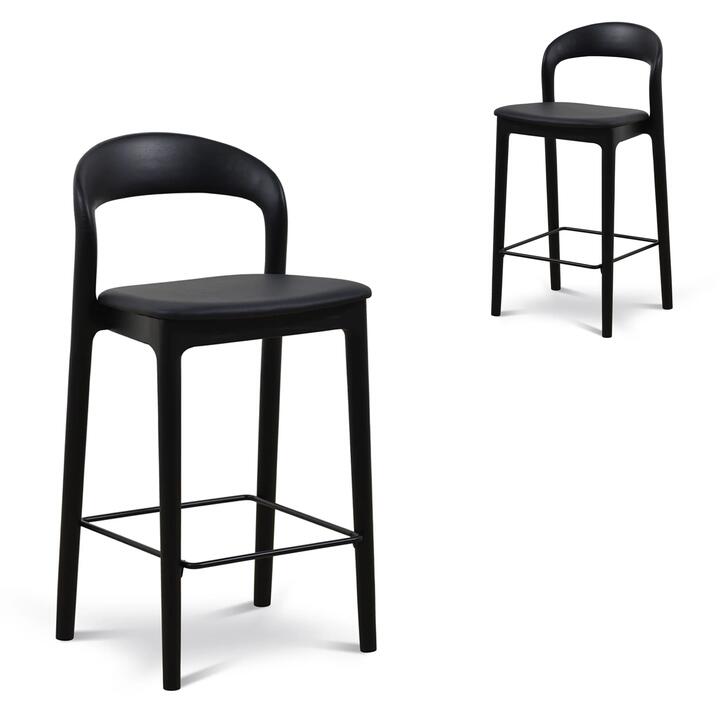 Set of 2 - Caspar 65cm Bar Stool - Full Black by Interior Secrets - AfterPay Available