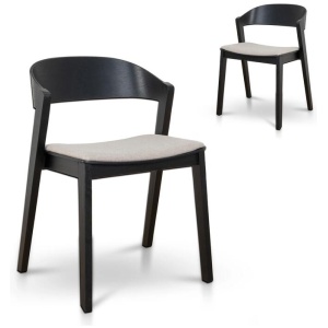 Set of 2 - Davis Black Dining Chair - Grey Seat by Interior Secrets - AfterPay Available