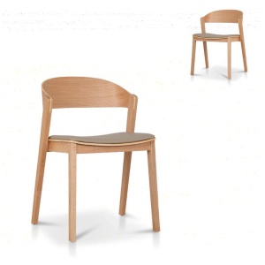 Set of 2 - Davis Natural Dining Chair - Olive Seat by Interior Secrets - AfterPay Available