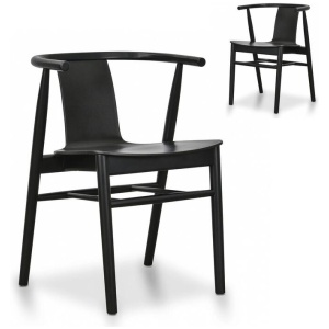 Set of 2 - Dean Wooden Dining Chair - Full Black by Interior Secrets - AfterPay Available