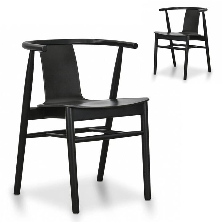 Set of 2 - Dean Wooden Dining Chair - Full Black by Interior Secrets - AfterPay Available