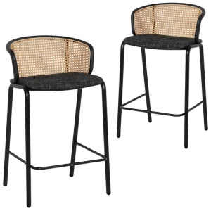 Set of 2 - Florine 65cm Fabric Bar Stool - Black Legs by Interior Secrets - AfterPay Available