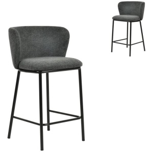 Set of 2 - Flossie 65cm Bar Stool - Charcoal Grey by Interior Secrets - AfterPay Available