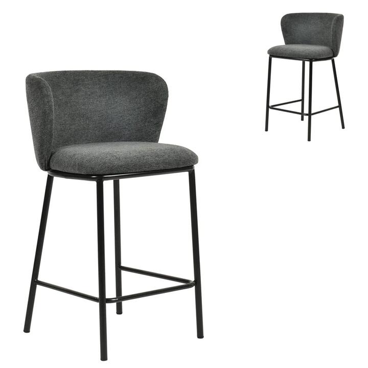 Set of 2 - Flossie 65cm Bar Stool - Charcoal Grey by Interior Secrets - AfterPay Available