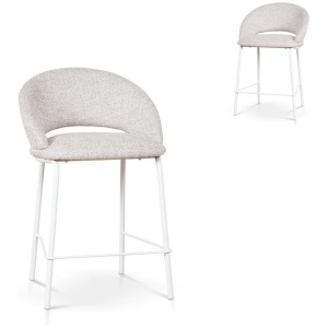 Set of 2 - Harrington White Bar Stool - Pale Beige by Interior Secrets - AfterPay Available