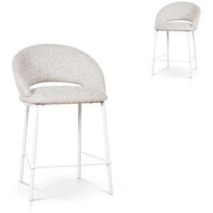 Set of 2 - Harrington White Bar Stool - Pale Beige by Interior Secrets - AfterPay Available