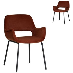 Set of 2 - Kendry Black Dining Chair - Red Bronze Seat by Interior Secrets - AfterPay Available