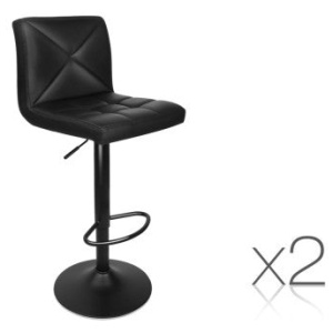 Set of 2 Leather Bar Stools