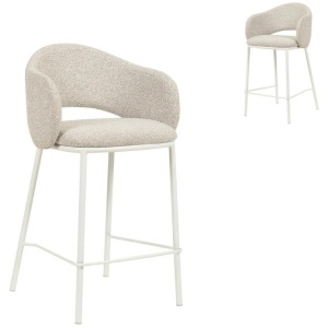 Set of 2 - Mani 65cm White Bar Stool - Clay Grey by Interior Secrets - AfterPay Available