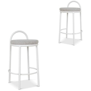 Set of 2 - Mclean 63cm White Frame Bar Stool - Clay Grey by Interior Secrets - AfterPay Available