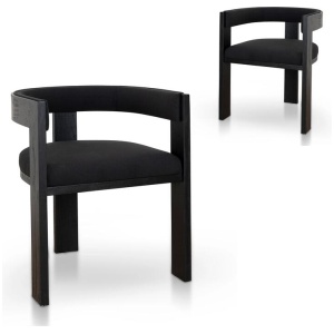 Set of 2 - Miles ELM Dining Chair - Full Black by Interior Secrets - AfterPay Available