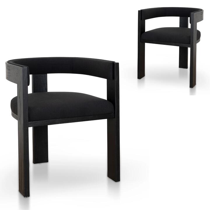 Set of 2 - Miles ELM Dining Chair - Full Black by Interior Secrets - AfterPay Available