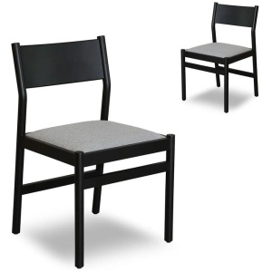 Set of 2 - Mirit Black Dining Chair - Moon Grey by Interior Secrets - AfterPay Available