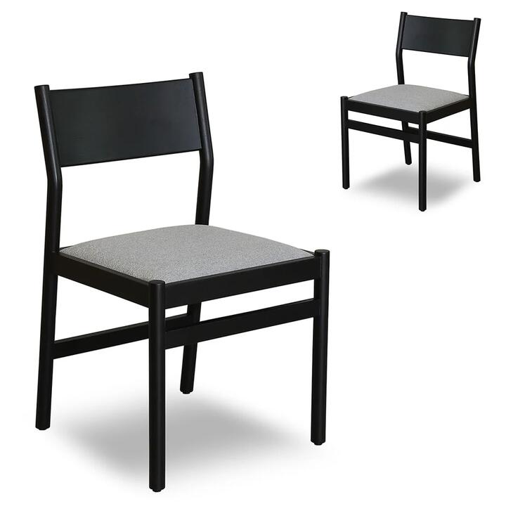 Set of 2 - Mirit Black Dining Chair - Moon Grey by Interior Secrets - AfterPay Available