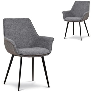Set of 2 - Nola Fabric Dining Chair - Spec Charcoal by Interior Secrets - AfterPay Available