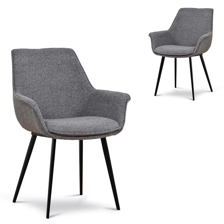 Set of 2 - Nola Fabric Dining Chair - Spec Charcoal by Interior Secrets - AfterPay Available