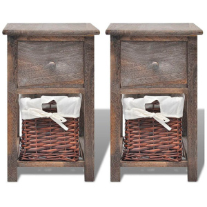 Shabby Chic Bedside Cabinet Wood - Brown