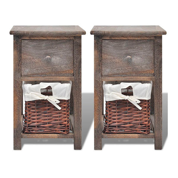 Shabby Chic Bedside Cabinet Wood - Brown