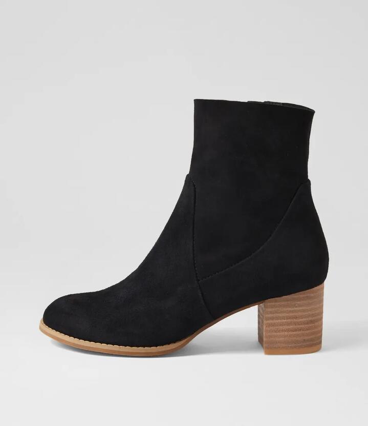 Shadan Dj Black Natural Heel Suede Black Natural Heel