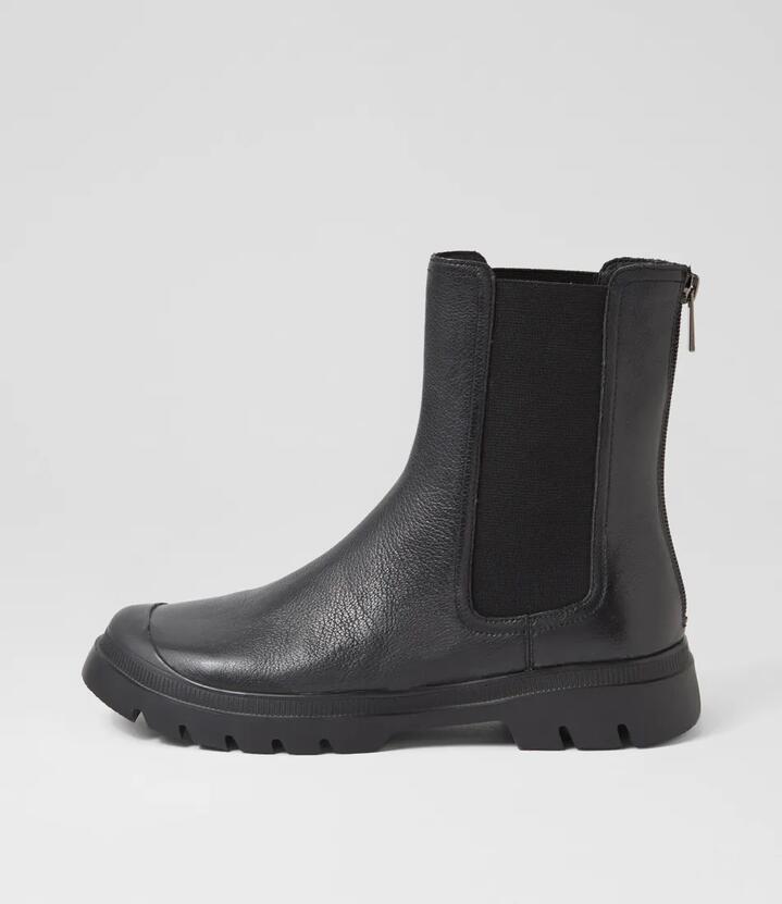 Shanti Black Leather Ankle Boots