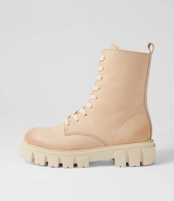 Shear Ecru Nubuck Lace Up Boots