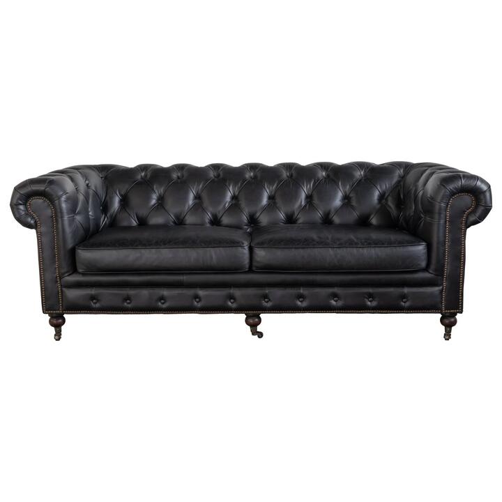 Sheffield 3 Seater Leather Sofa Black